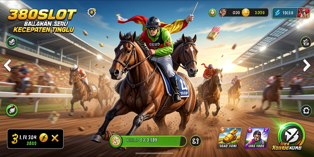 Screenshot gameplay menampilkan balapan seru dan mobil cepat di lintasan.