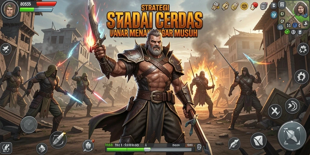 Tangkapan layar menunjukkan pertempuran strategis dalam gameplay 8055.