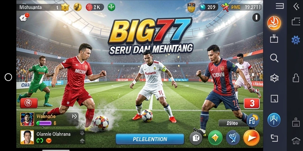 Screenshot menunjukkan aksi seru dalam game olahraga BIG77.