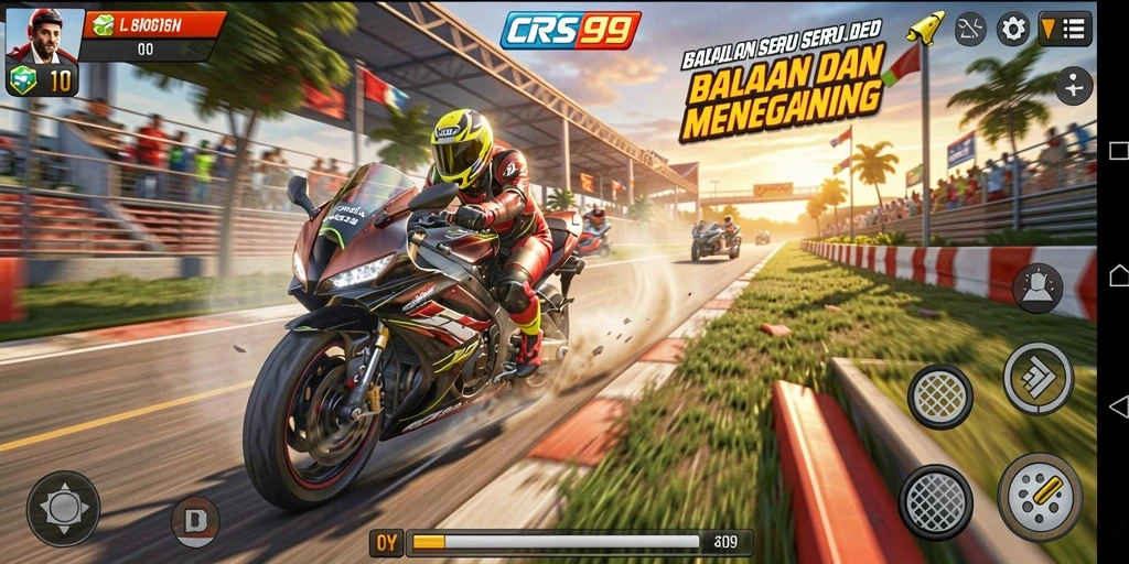 Tampilan aksi seru dalam balapan yang mendebarkan di CRS99.