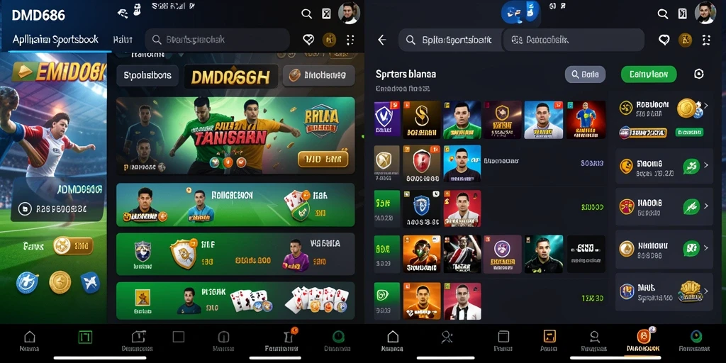 Tampilan gameplay DMD686 dengan berbagai opsi taruhan olahraga.