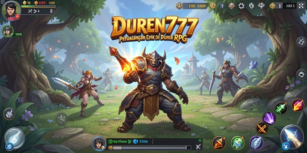 Tangkapan layar utama DUREN777 menampilkan pertarungan mendebarkan di dunia RPG.