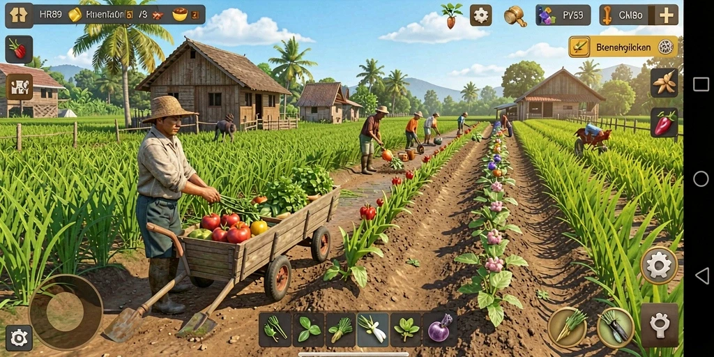 Tampilan gameplay menarik dari HR89 dengan aktivitas bertani.