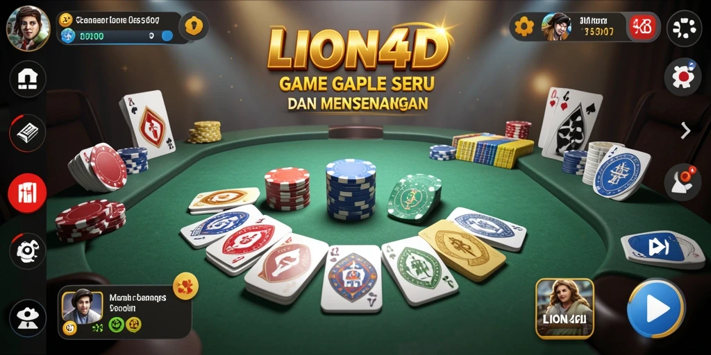 Tampilan gameplay seru LION4D dalam permainan Gaple yang interaktif.
