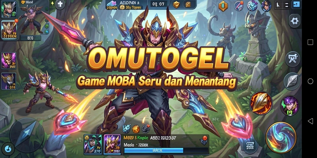 Screenshot OMUTOGEL menampilkan aksi seru dalam pertempuran MOBA.