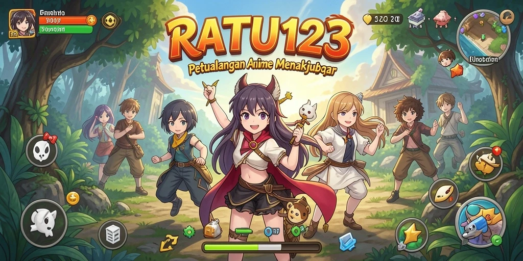 Screenshot menampilkan pertarungan seru dalam RATU123 dengan karakter anime.