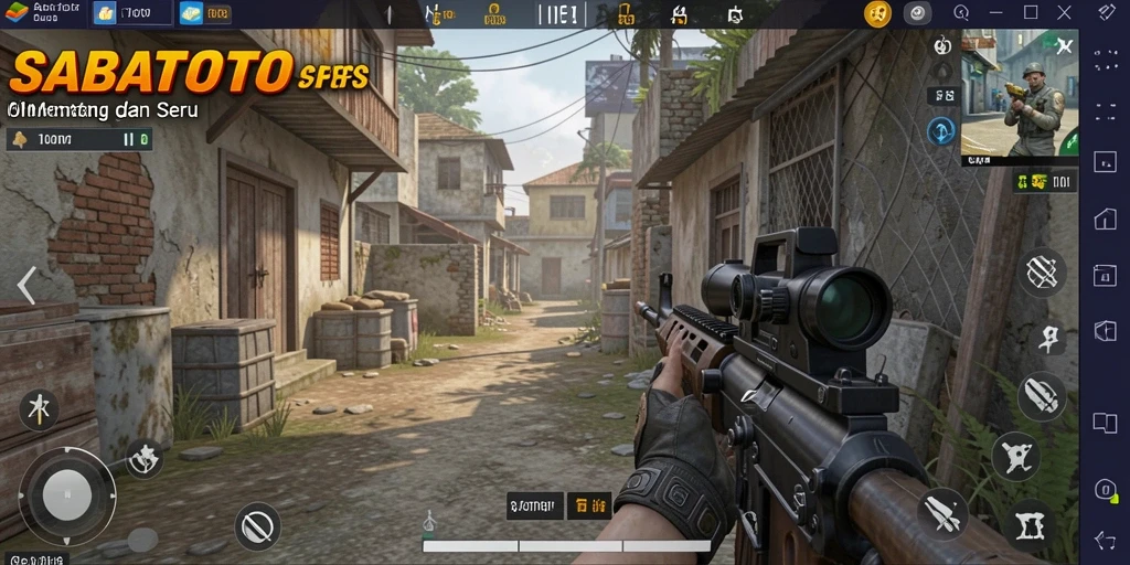 Tampilan menegangkan gameplay SABATOTO di tengah pertempuran FPS.