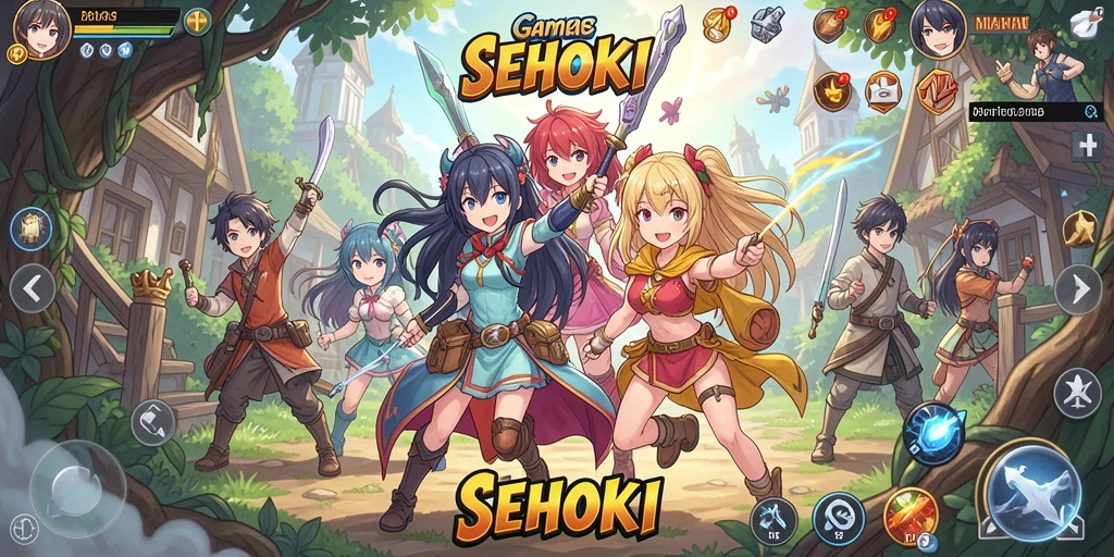 Gameplay dinamis SEHOKI yang menampilkan karakter anime favorit.