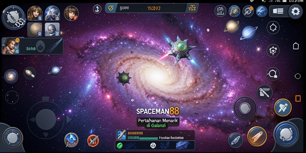 Gameplay SPACEMAN88 yang menegangkan dengan pertahanan menara di luar angkasa.