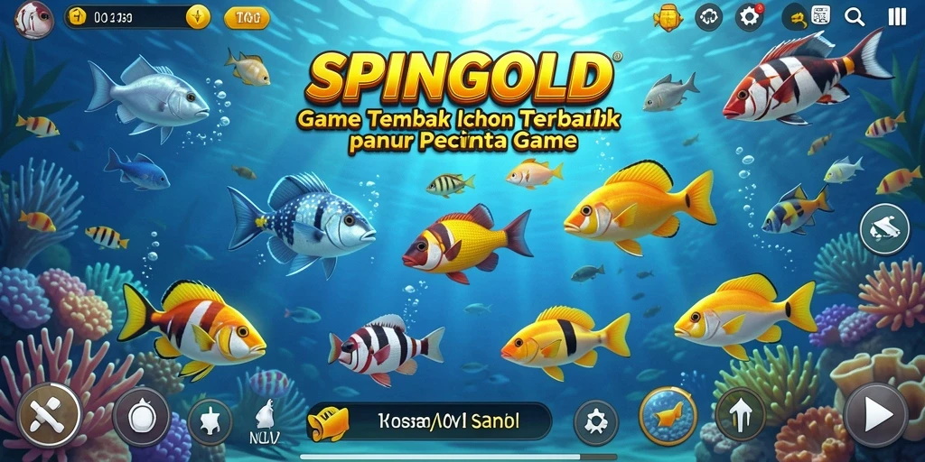 Screenshot menunjukkan aksi seru dalam Tembak Ikan SPINGOLD.