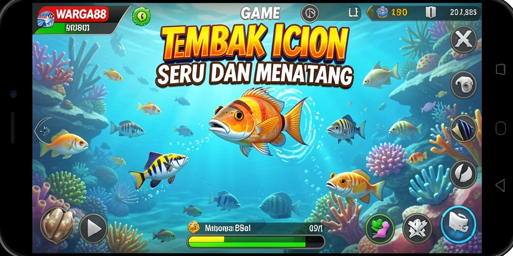 Tampilan gameplay seru pada WARGA88 saat menangkap ikan.