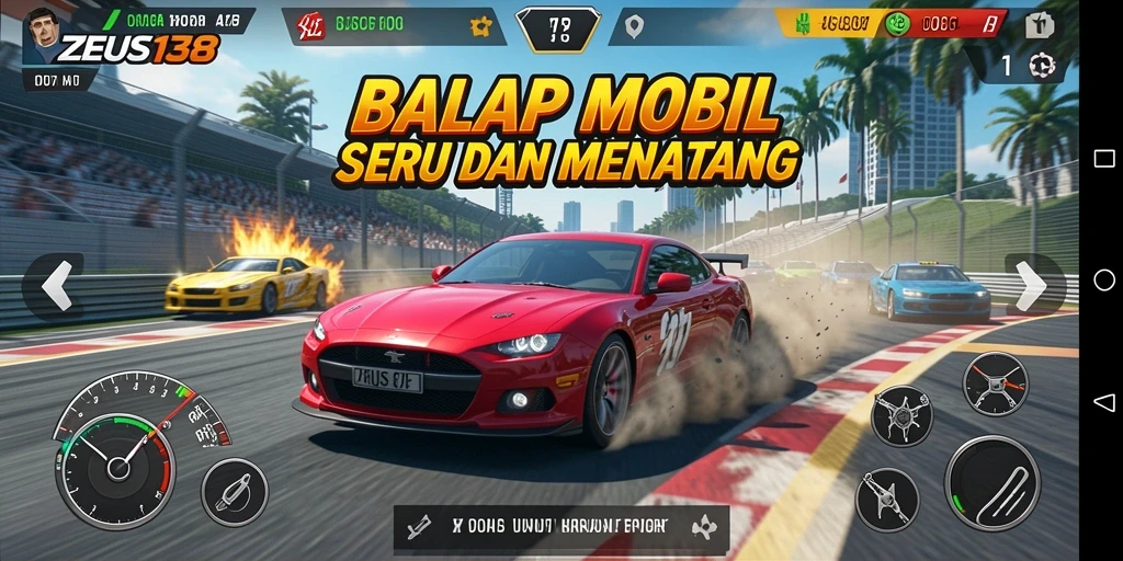 Tampilan gameplay balapan yang mendebarkan dan penuh aksi.